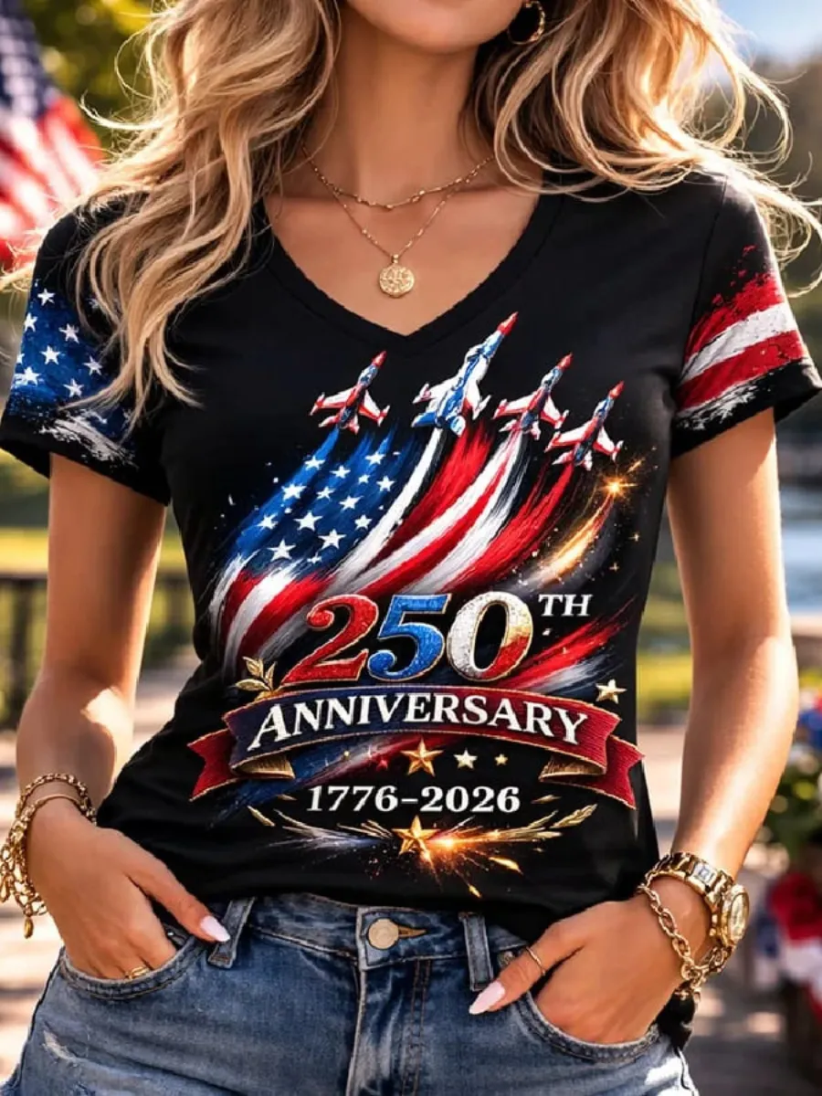 Women's America 250th Anniversary V-Neck T-Shirt