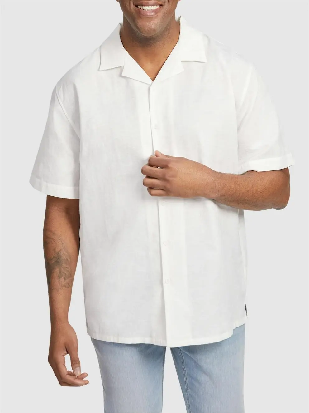 White Casual Loose-Fit Short Sleeve Shirts