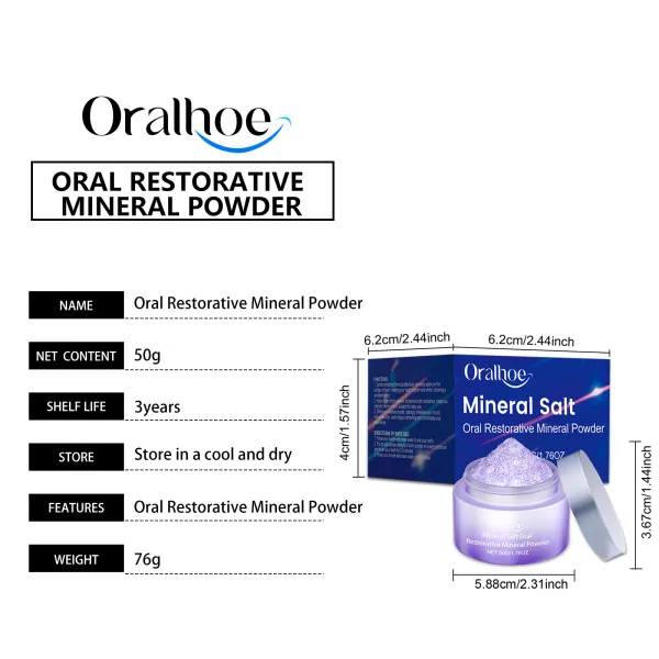 Oralhoe Purple Tooth Powder, Whitening and Gum Care, Cleanses Teeth, Freshens Breath, Cleanses Mouth, Freshens Care-$HT