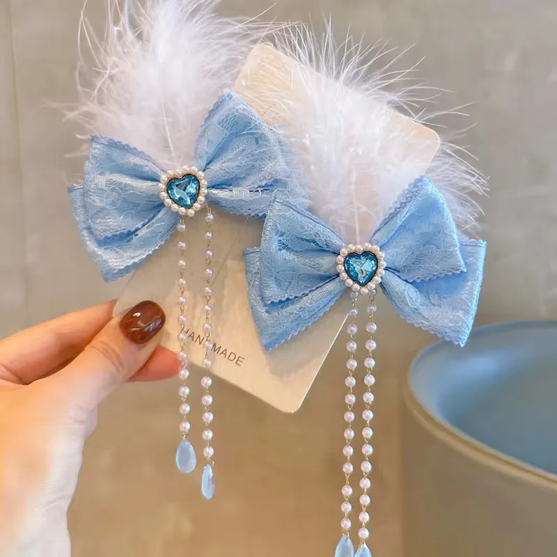 Cute Blue Bow Hairpin For Girls