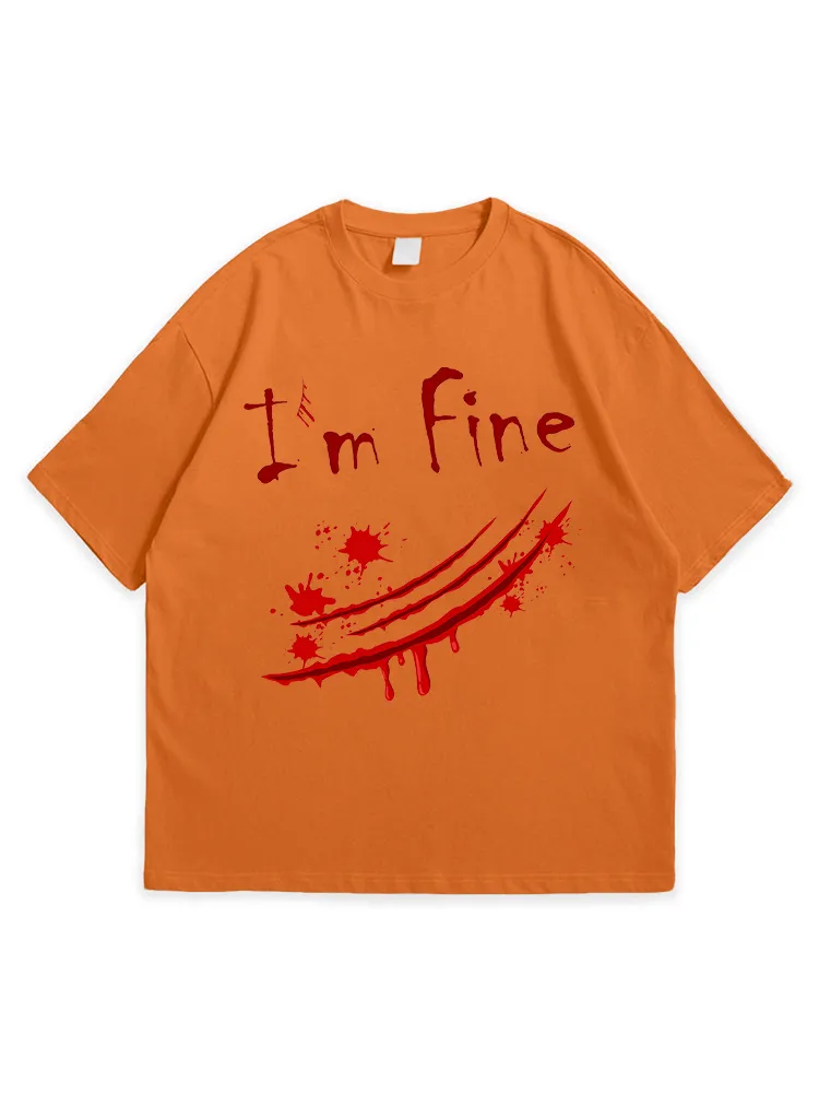 Men'S Halloween I'M FINE Comfortable Round Neck  T-Shirt