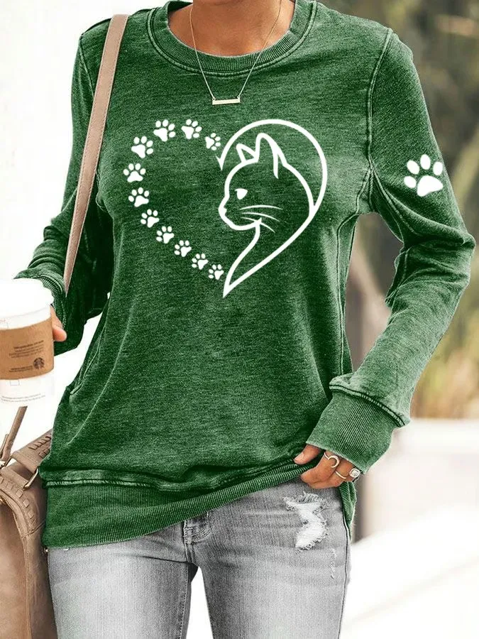Women's Heart Paw Print Sweatshirt