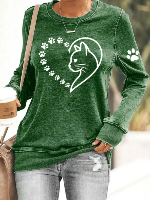 Women's Heart Paw Print Sweatshirt
