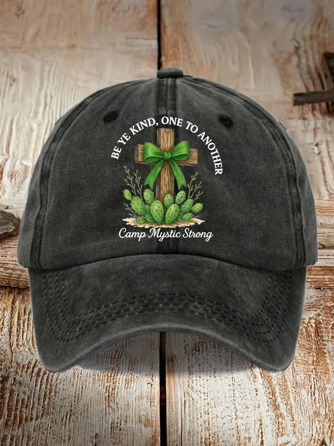 Retro Texas Strong Green Bow Cross Letter Print Baseball Cap