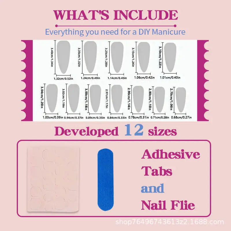 Nailhour 24Pcs Gilded 3D Resin Medium Almond Press On Nails
