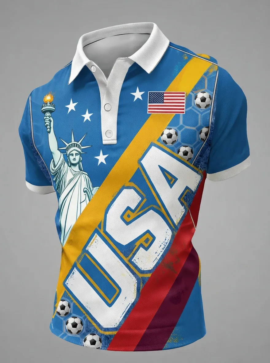 Men's USA Soccer Statue of Liberty Printed Polo Shirt