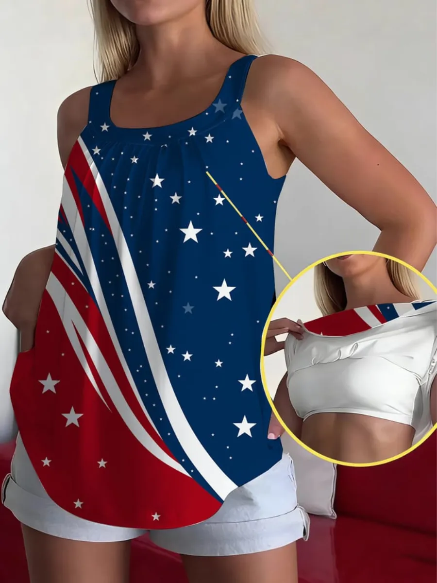 Women's 250th Anniversary Commemorative Glitter Printed Tank Top