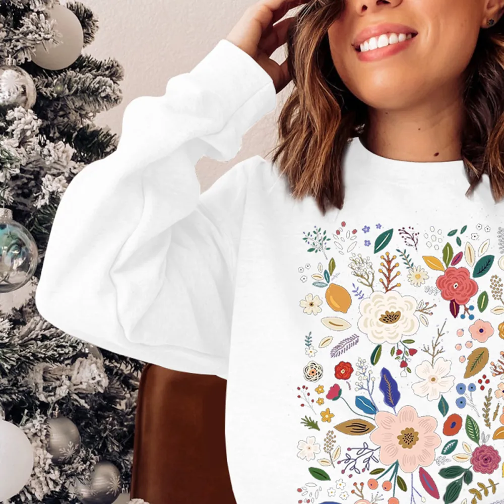 Wildflower Motif Printed Sweatshirts