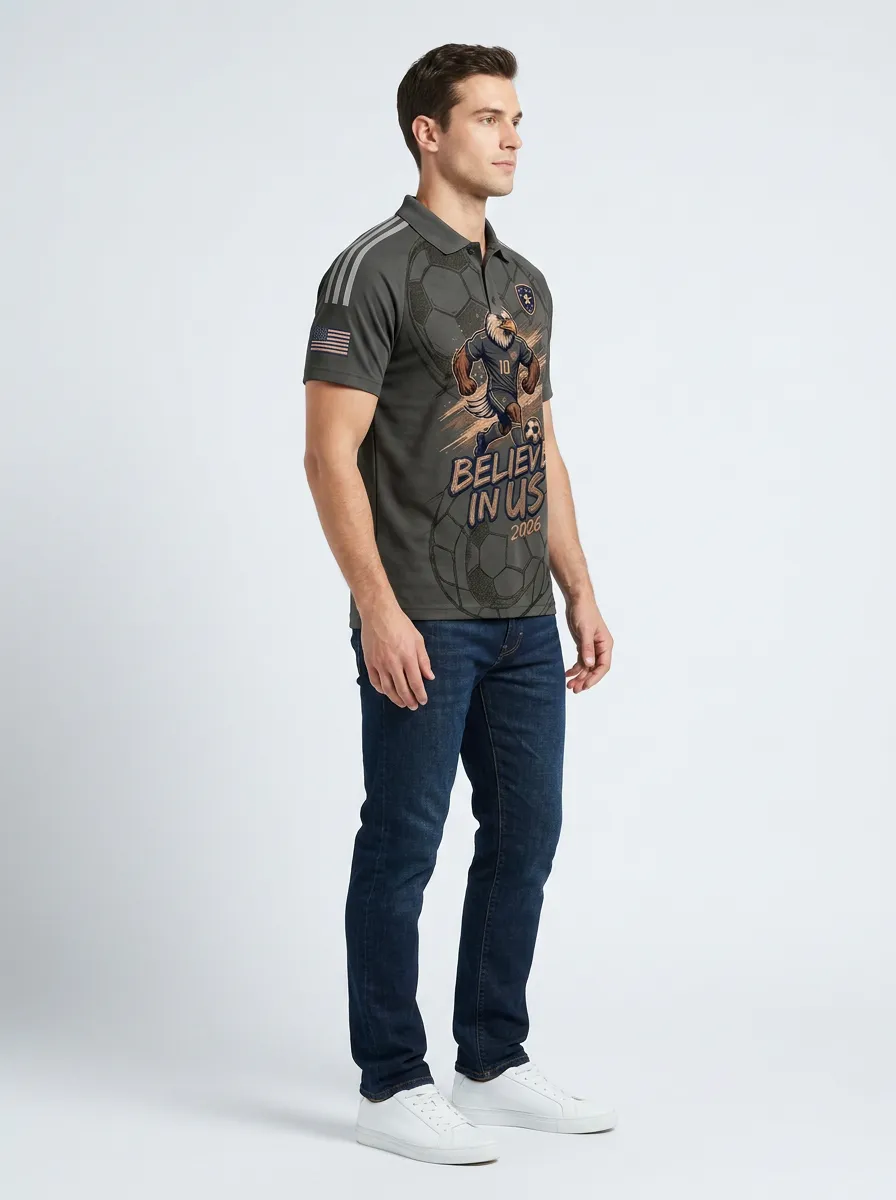Men's  Soccer In Us 2026 Printed Polo Shirt