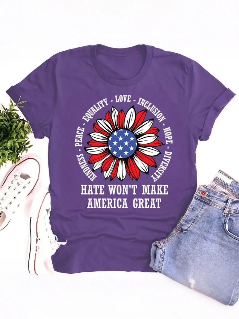 Kindness Peace Love Hate Won't Make America Great Teacher T-Shirt