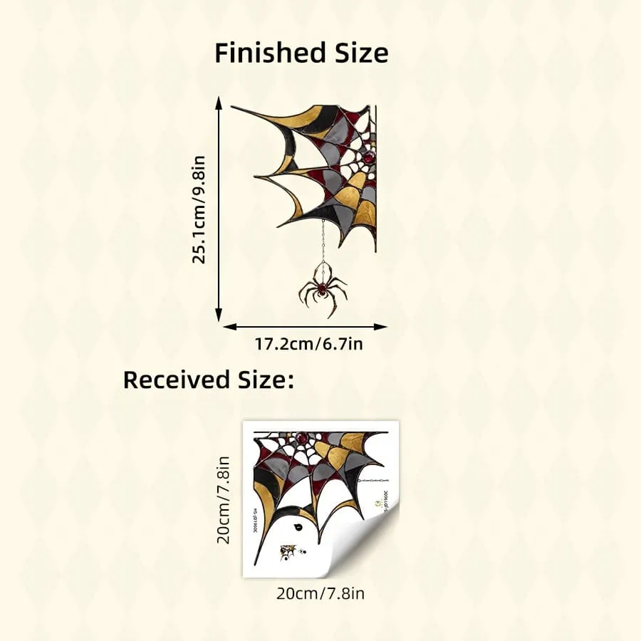 5Pcs Halloween Retro Stained Dlass Spider Web Pattern Window Sticker
