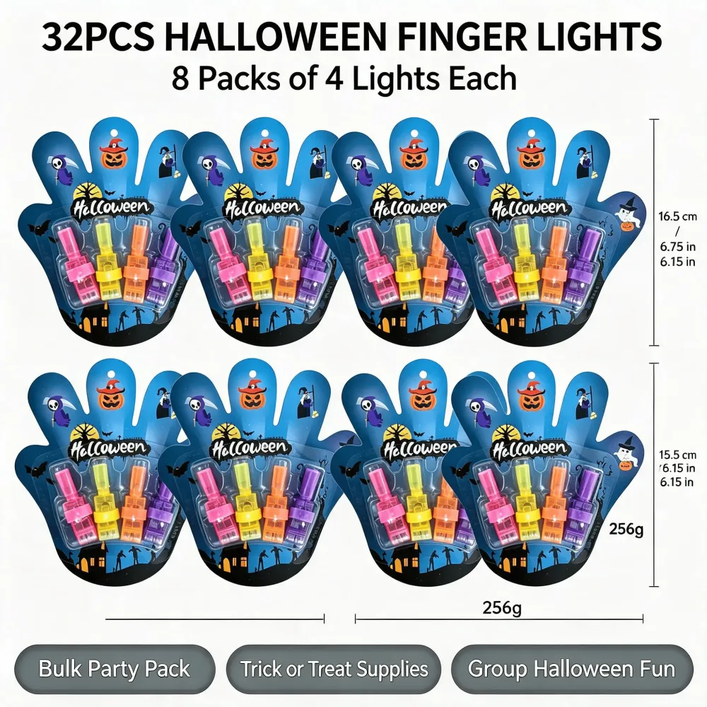 Halloween LED Projection Finger Lights 8pcs/16pcs/24pcs/32pcs
