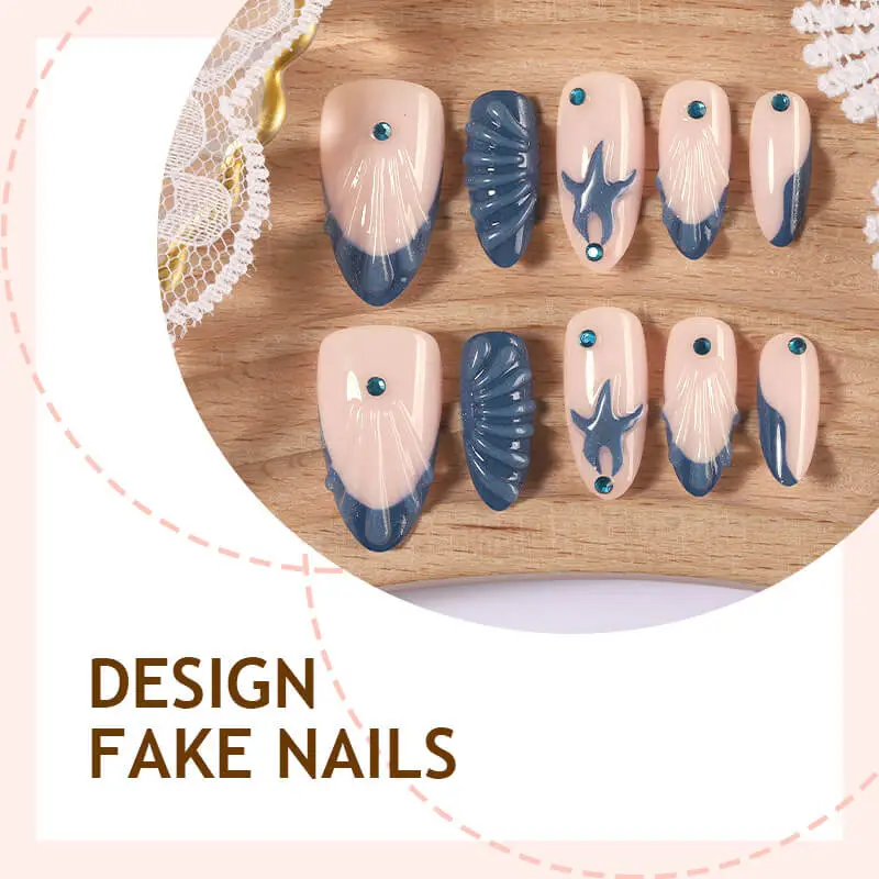 Nailhour 24Pcs 3D Vintage Medium Almond Press On Nails