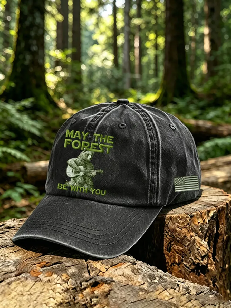 Unisex Vintage May The Forest Be With You Printed Hat