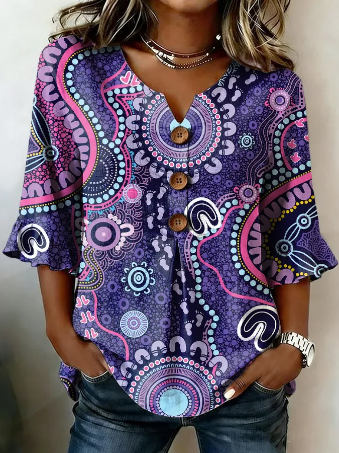 Women's Australian Aboriginal Cotton Linen Shirt