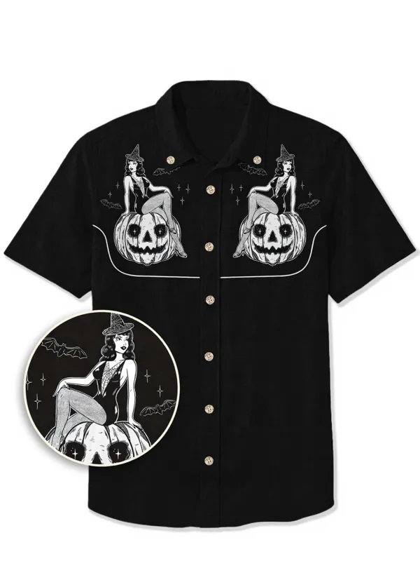 Summerween Pumpkin And Pin Up Girl - 100% Cotton Shirt
