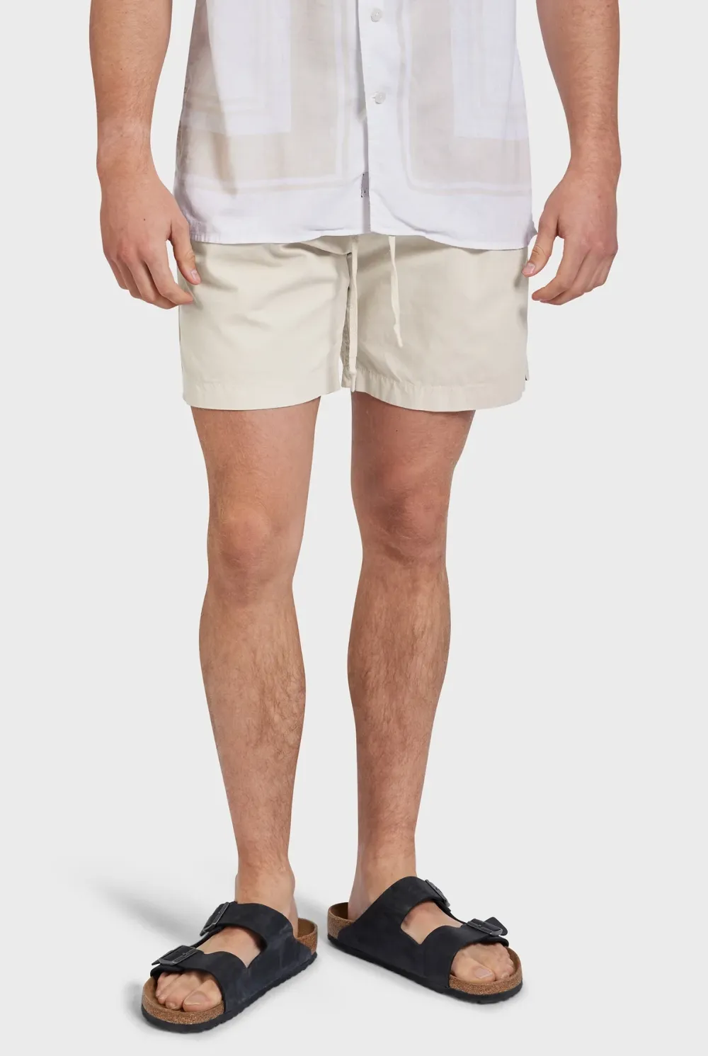Off White Linen Drawstring Short