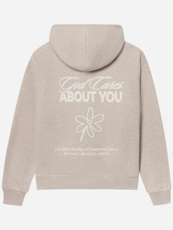 Women's Casual Positive Floral Slogan Print Hooded Long-Sleeve Sweatshirt