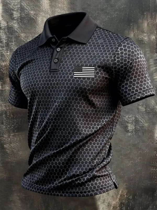 Men's Independence Day patriotic printed polo shirt