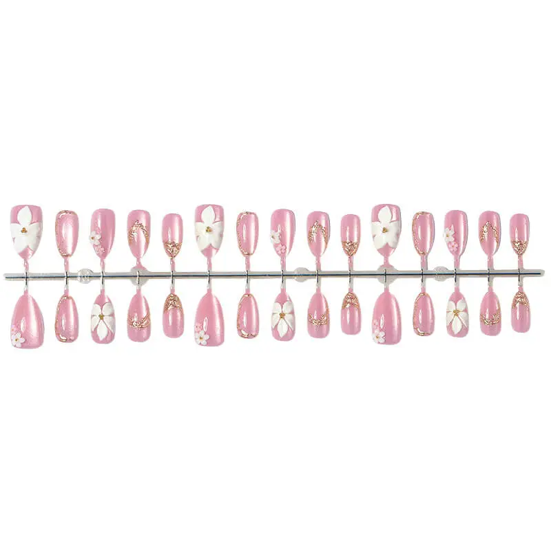 Nailhour 24Pcs Cat Eye 3D Medium Almond Press On Nails