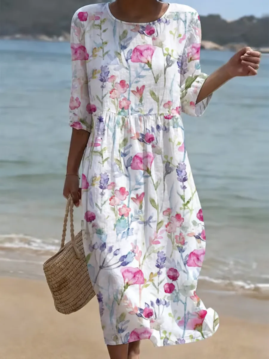 Women's Casual Cotton Linen Dress