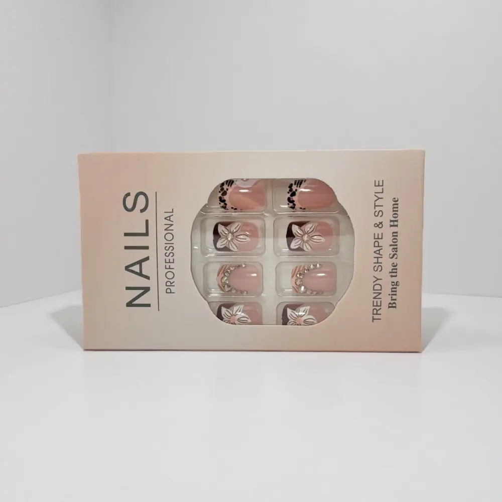 Nailhour 24Pcs Autumn Rhinestone Medium Square Press On Nails