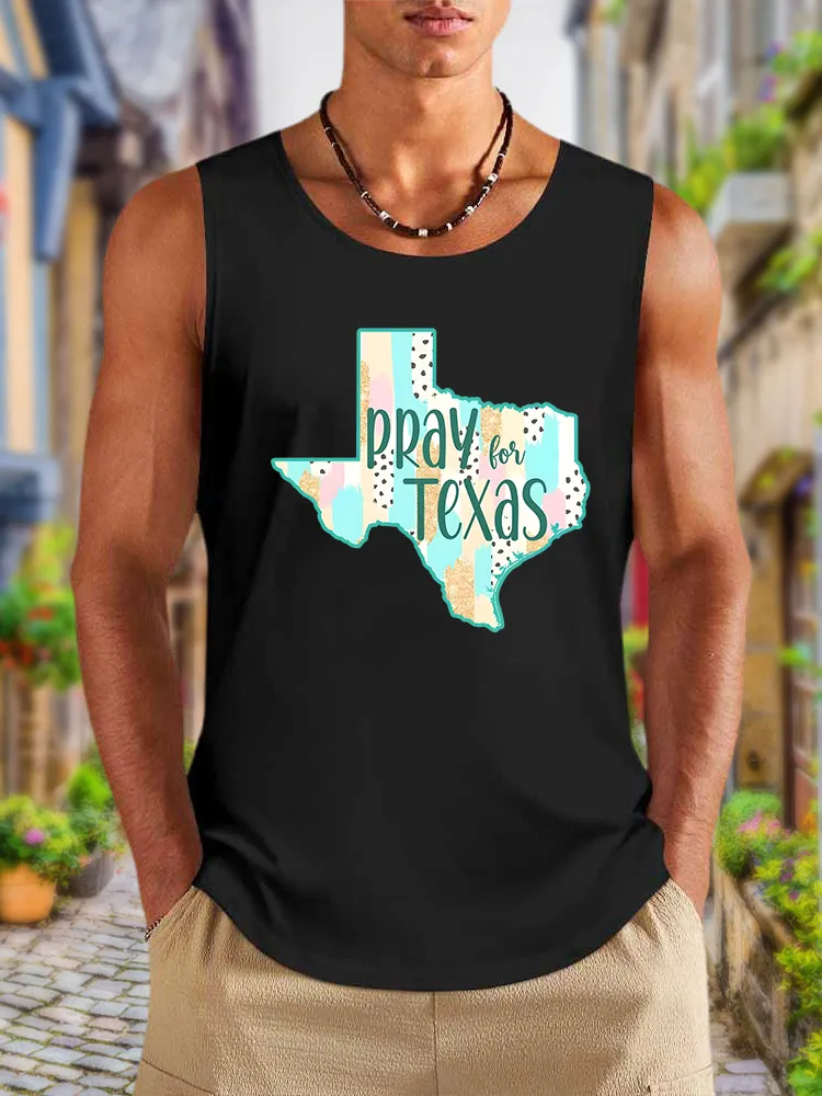 Men'S Simple Style PRAY TEXAS Soft And Comfortable Crew Neck Vest
