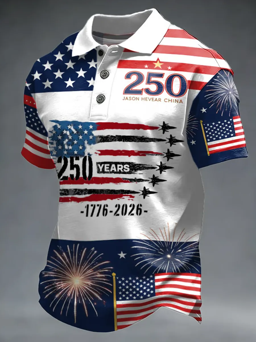Men's Casual U.S. 250th Anniversary Print Polo Shirt