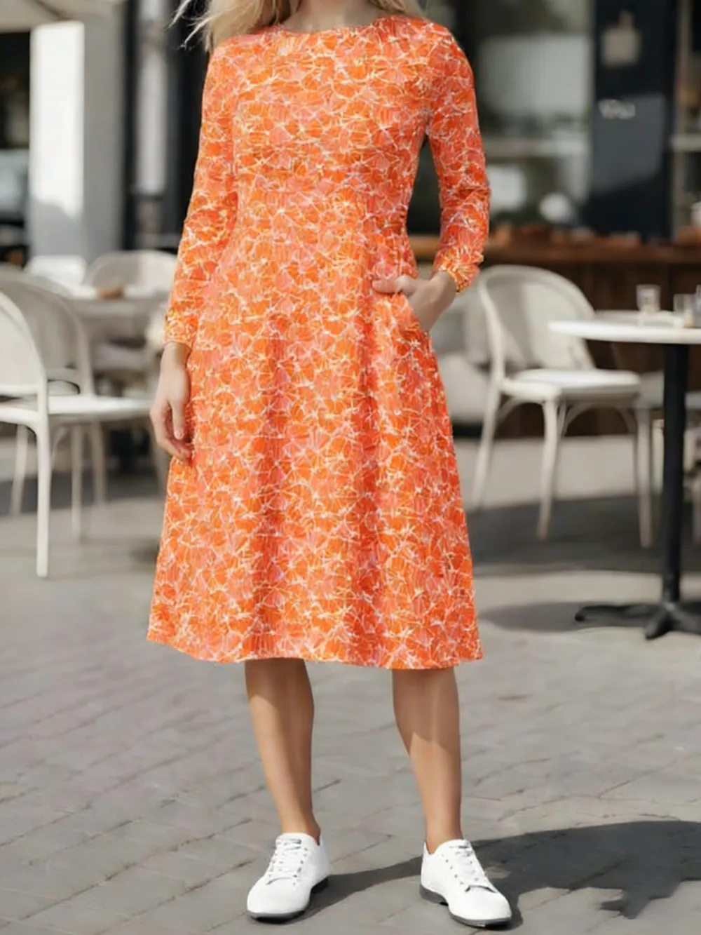 Pocketed A-Line Midi Dress