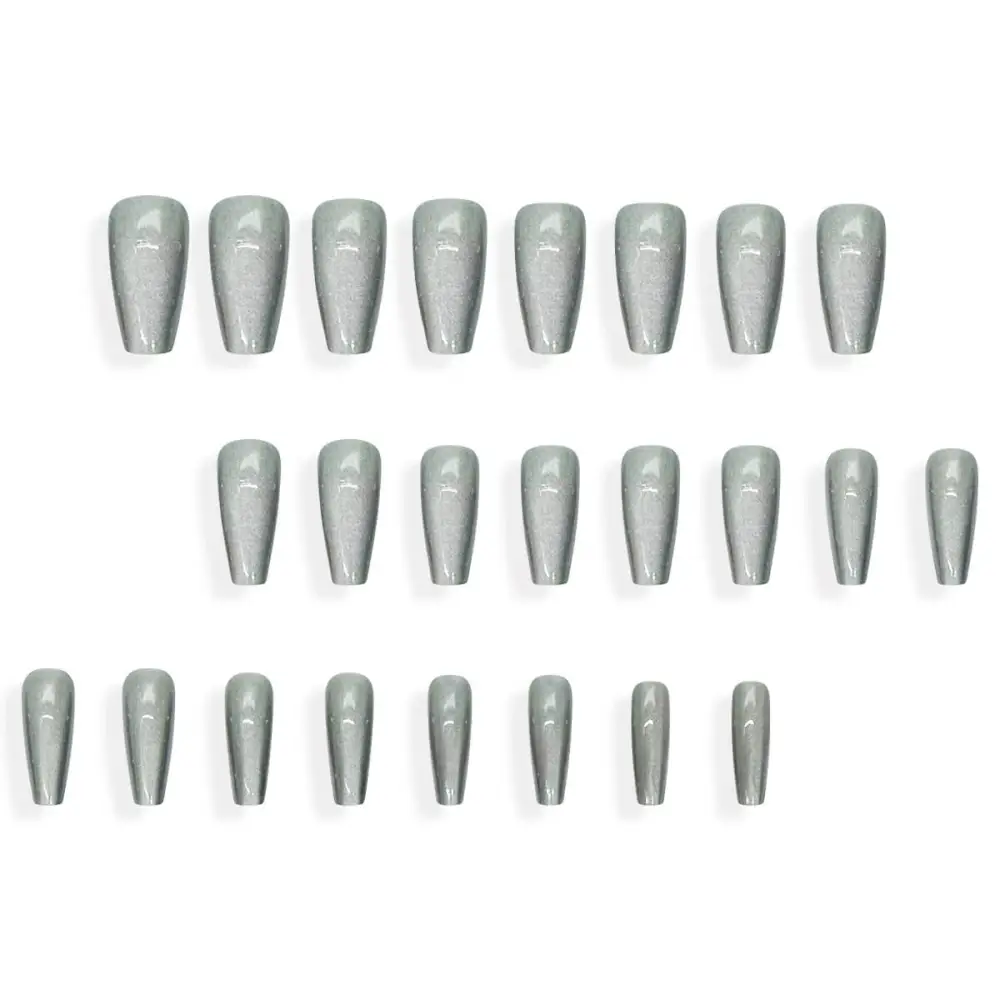 Nailhour 24Pcs Minimalist Cat Eye Long Coffin Press On Nails