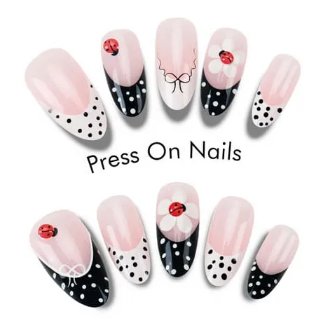 Nailhour 30Pcs French Floral Vintage Short Almond Press On Nails