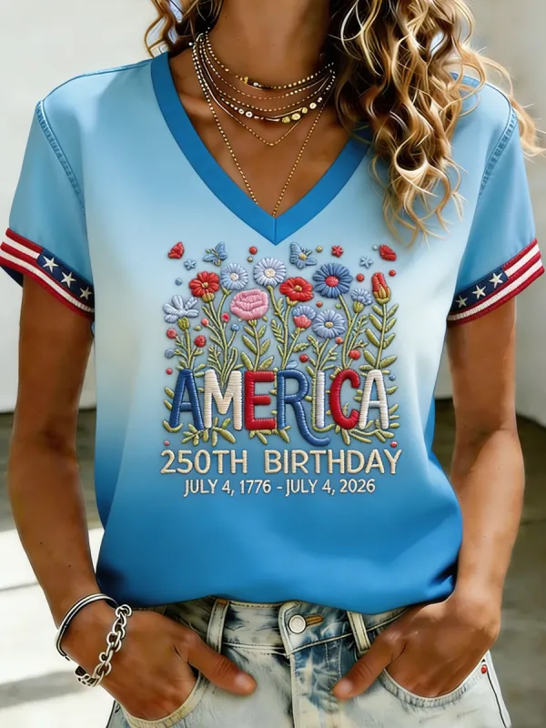 Women's 250th Anniversary Printed Short-Sleeved T-Shirt