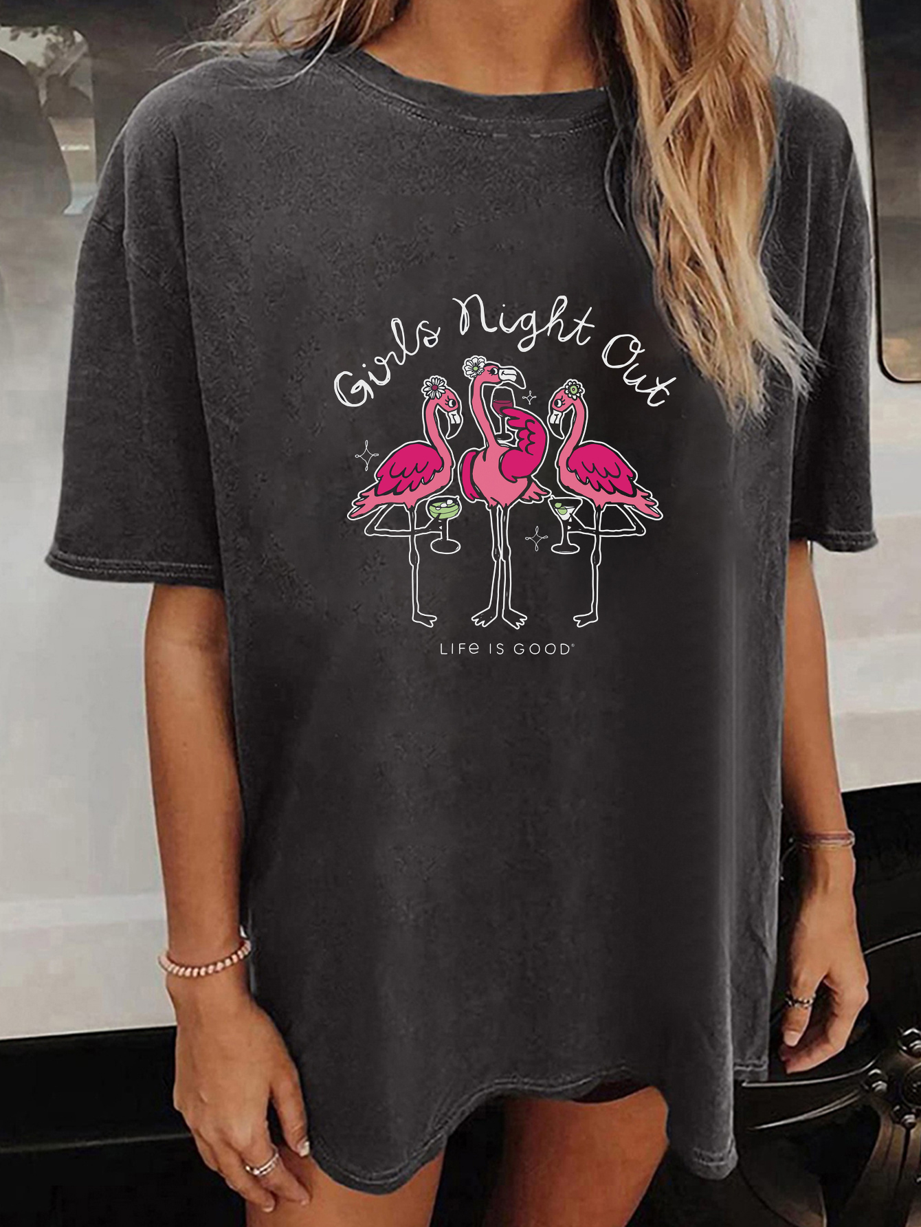 Women's Night Out Flamingo Short Sleeve Tee