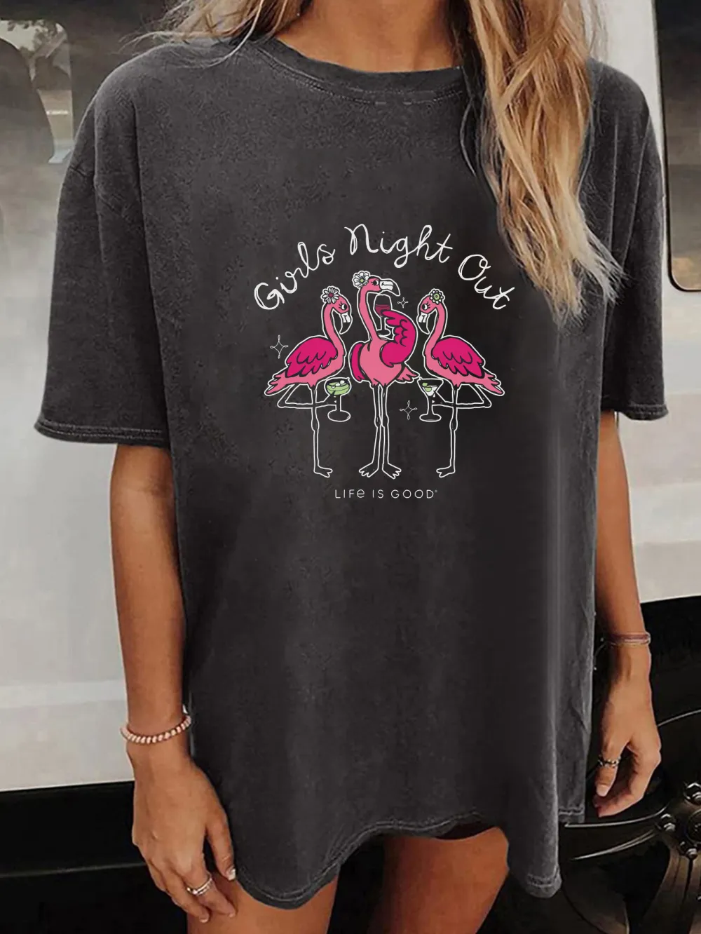 Women's Night Out Flamingo Short Sleeve Tee
