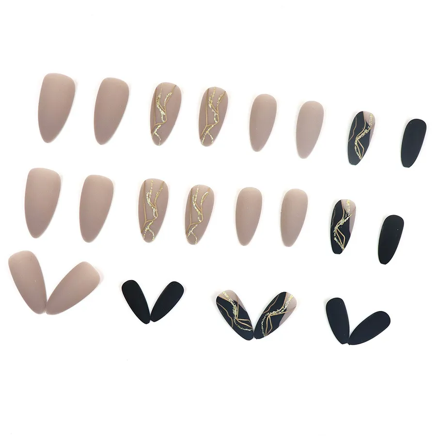 Nailhour 24Pcs Matte Nail Art Almond Chrome Daily Press On Nails