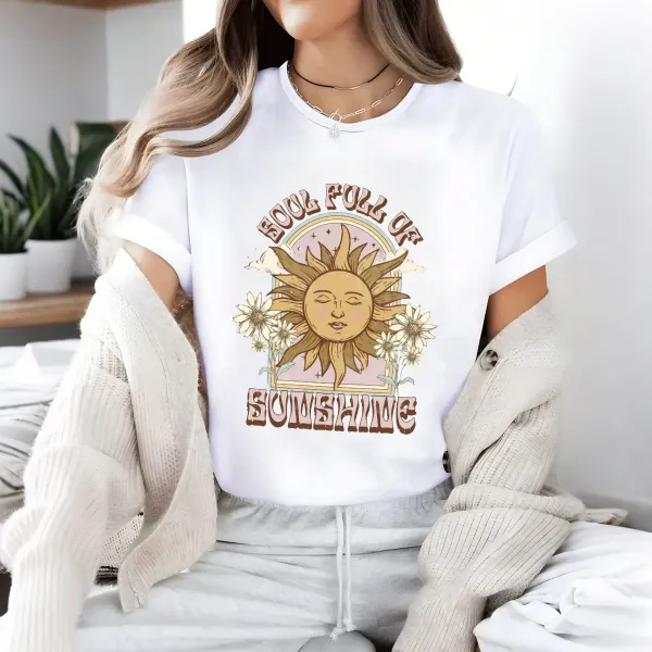 Slogans And A Sun Face With Closed Eyes T-Shirt.