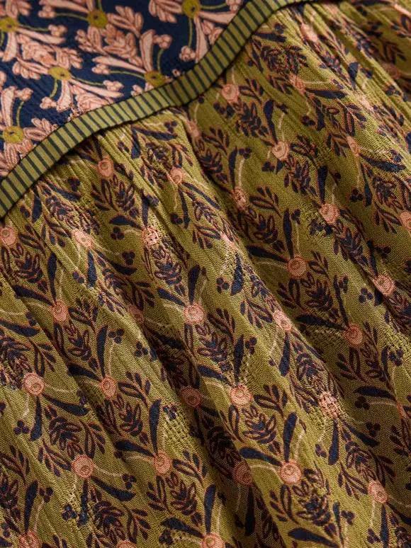 Mixed Print Midi Dress