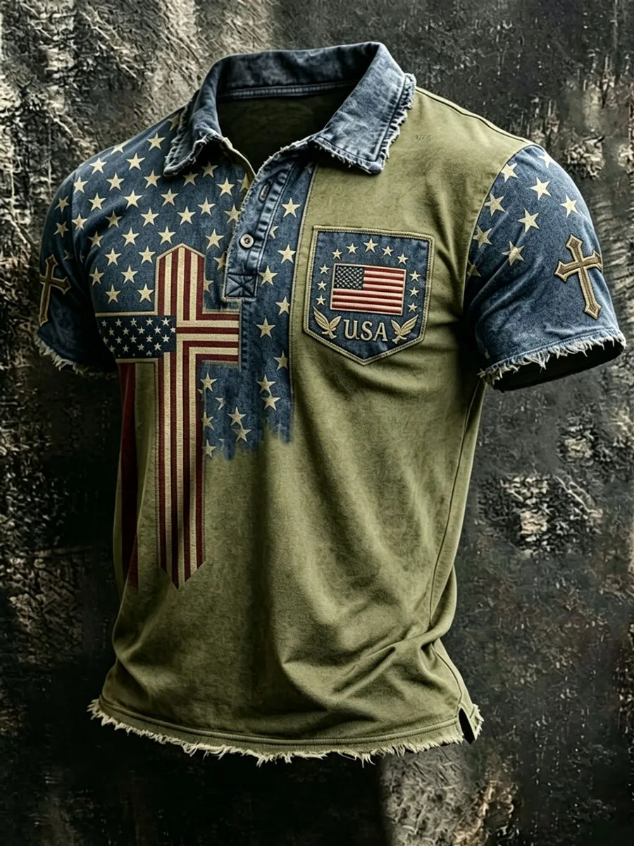 Men'S 250Th Anniversary Faith Printed Casual Polo Shirt