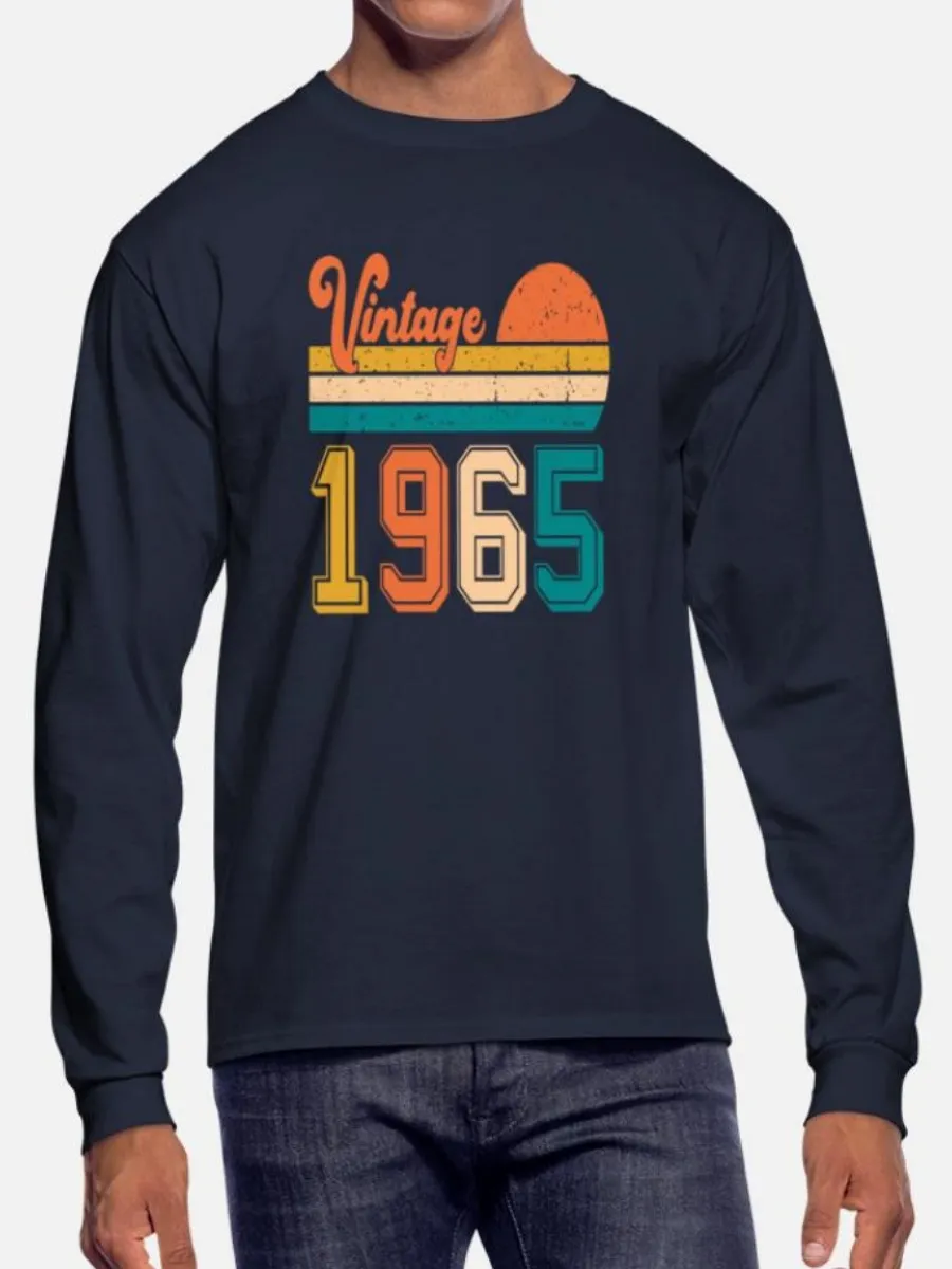 Men's Color 1965 Digital Print Casual Style Long-Sleeved T-Shirt