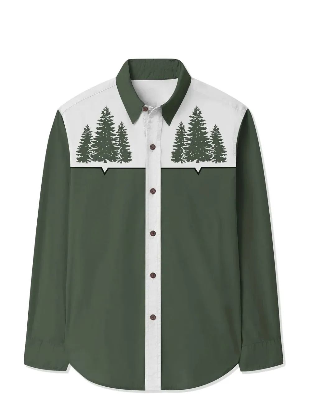 Christmas Family Vacation Tree Printed Hawaiian Shirt For Men Button-Down Shirt Long Sleeve 100% Cotton Shirt