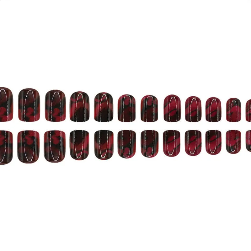 Nailhour 24Pcs Halloween Short Square Blood Amber Press On Nails