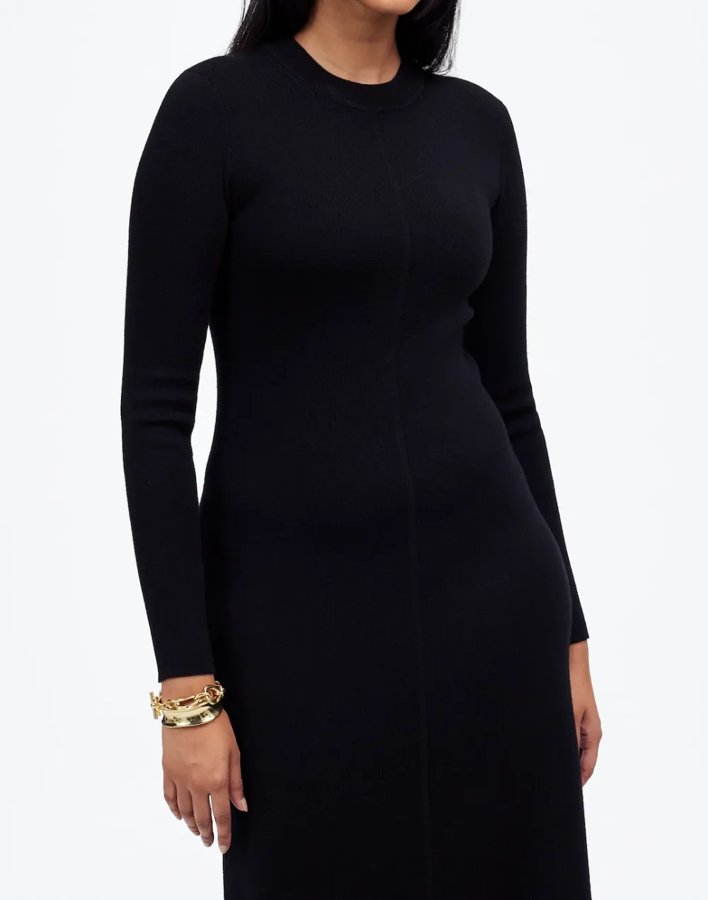 Black Wool Sweater Midi Dresses