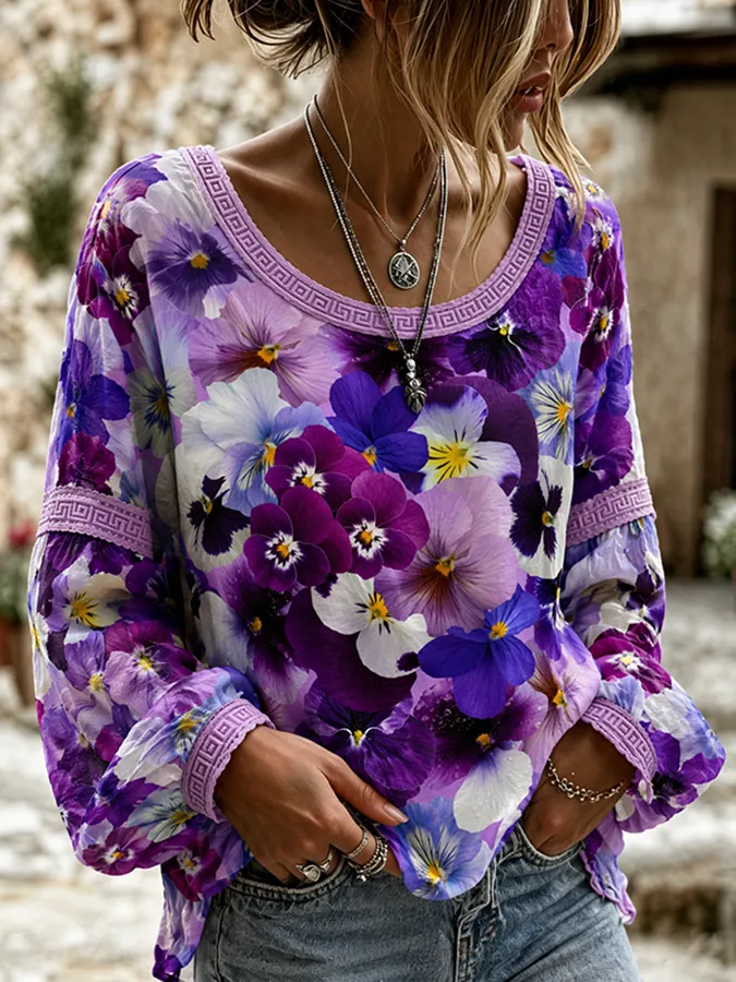 Women's Alzheimer's awareness Printed Linen Top