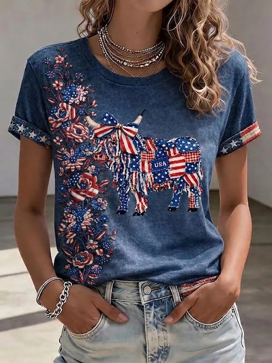 Women's 250th Anniversary Animal Printed Casual T-shirt
