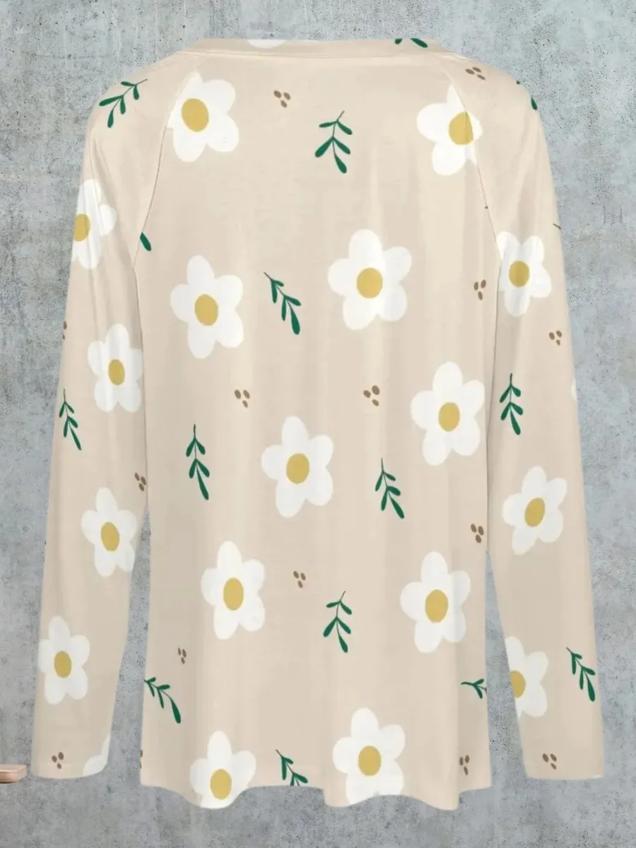 Soft Floral V-Neck T-Shirt