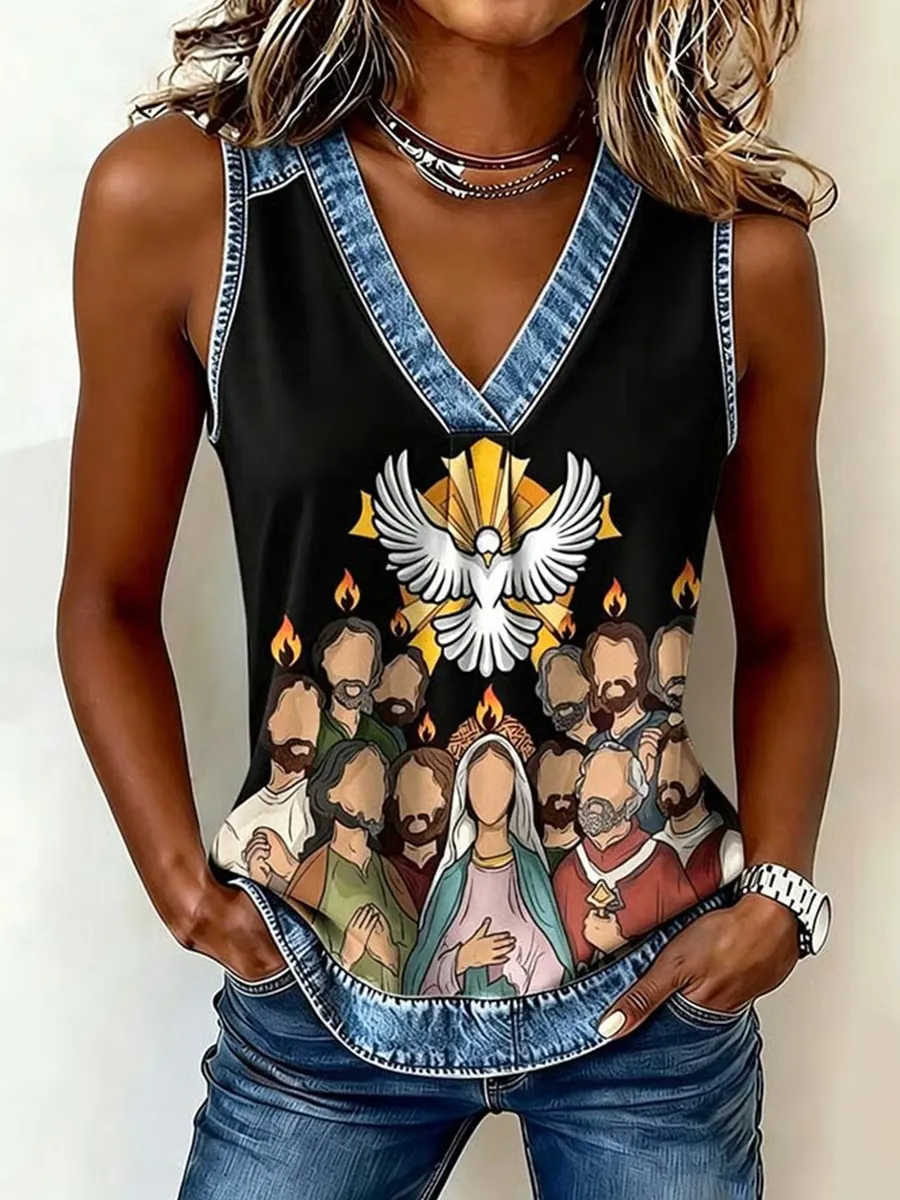 Women'S Faith Art Commemorative Pattern Printed Comfortable Tank Top