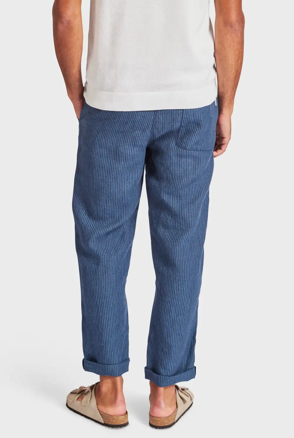 Striped Linen Cropped Pant