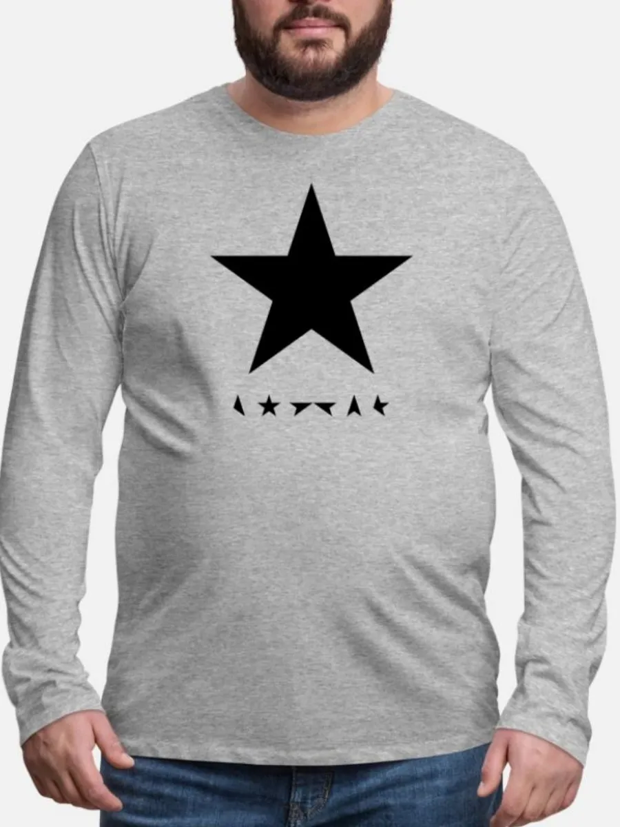 Men's Casual Long-Sleeved T-Shirt With Five-Pointed Star Prints