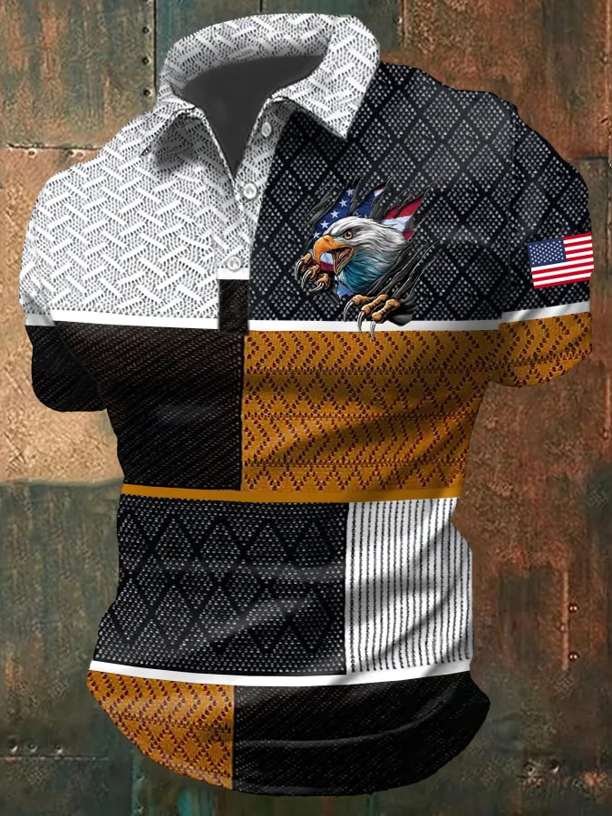 Men'S Independence Day Print Casual Polo Shirt