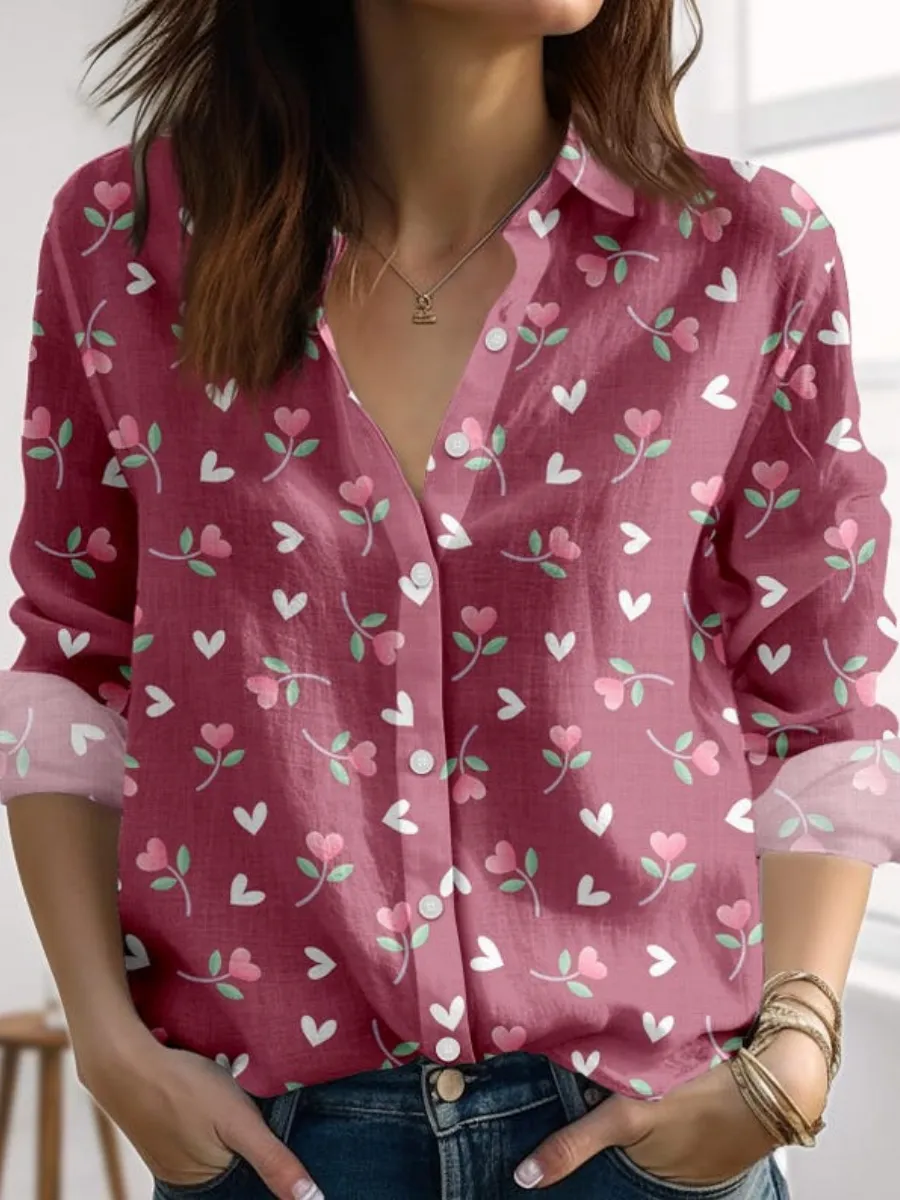 Heart Floral Print Shirt